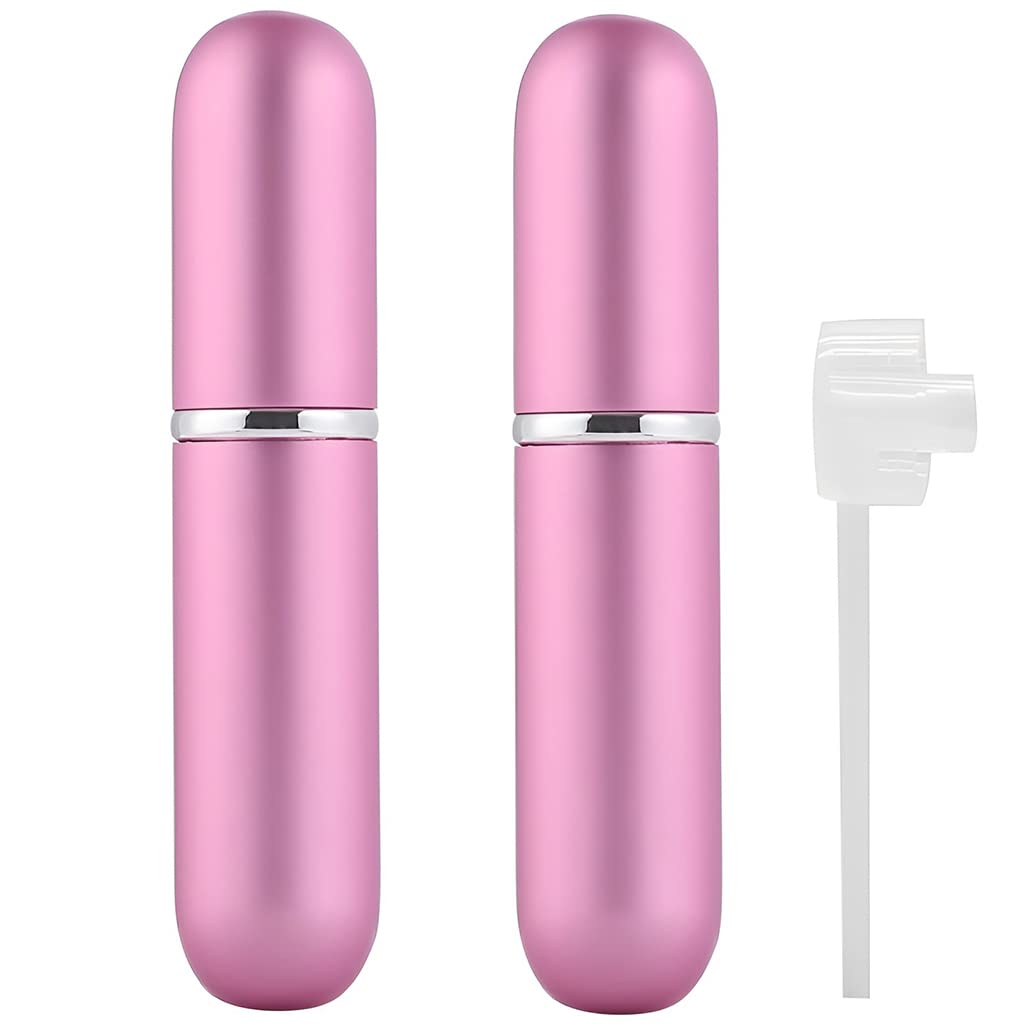 HANNEA 2Pcs 5ml Perfume Atomiser Spray Bottle with Pump-Portable Perfume Dispenser, Refillable Empty Spray Bottle for Fragrance Perfume-Pink HANNEA 2Pcs 5ml Perfume Atomiser Spray Bottle with Pump-Portable Perfume Dispenser, Refillable Empty Spray Bottle for Fragrance Perfume-Pink